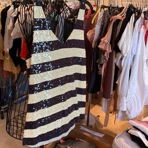 J. Crew navy/cream sequin tank top.